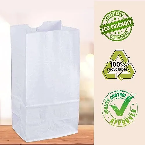 4lb White Paper Bags-Lunch Bags, Craft Bags, Grocery Bags- Pack of 500ct
